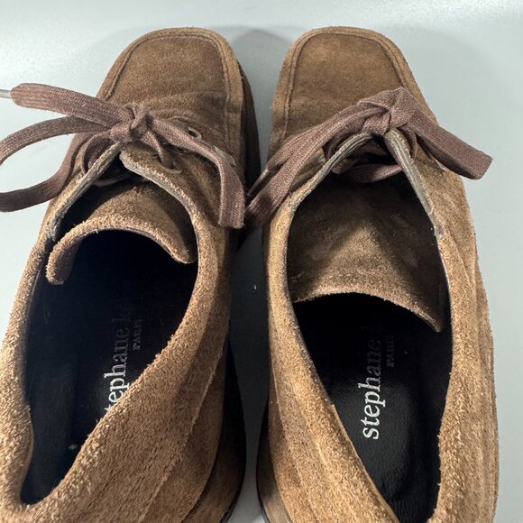 STEPHANE KELIAN Paris Brown Suede Leather Lace-up Shoes - Picture 10 of 12